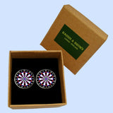 Bassin and Brown Dartboard Cufflinks - Black, White and Red