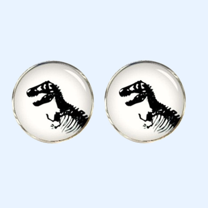 Bassin and Brown Dinosaur Cufflinks - White and Black