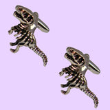 Bassin and Brown Dinosaur Cufflinks - Silver