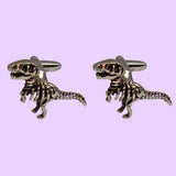 Bassin and Brown Dinosaur Cufflinks - Silver