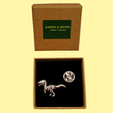 Bassin and Brown Dinosaur Jacket Lapel Pin - Silver