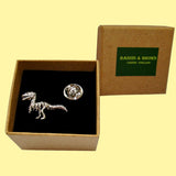 Bassin and Brown Dinosaur Jacket Lapel Pin - Silver