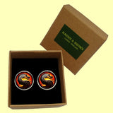 Bassin and Brown Dragon Cufflinks - Black, Gold and Red