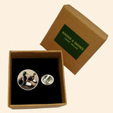 Bassin and Brown Mallard Ducks Jacket Lapel Pin - Brown, White and Green