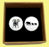 Bassin and Brown Elephant Cufflinks - White and Black