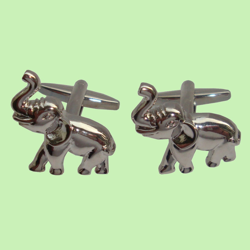 Bassin and Brown Elephant Cufflinks - Silver