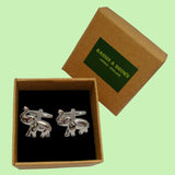 Bassin and Brown Elephant Cufflinks - Silver