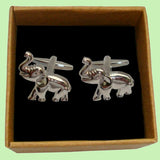 Bassin and Brown Elephant Cufflinks - Silver