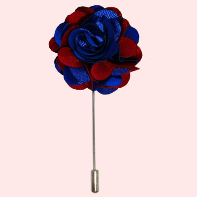 Bassin and Brown Floral Jacket Lapel Pin - Blue and Wine