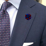 Bassin and Brown Floral Jacket Lapel Pin - Blue and Wine