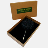 Bassin and Brown Flower Jacket Lapel Pin - Black