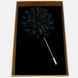 Bassin and Brown Flower Jacket Lapel Pin - Black