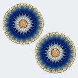 Bassin and Brown Flower Spray Cufflinks - Blue and White