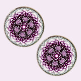 Bassin and Brown Mandala Flower Spray Cufflinks - Purple and White