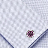 Bassin and Brown Mandala Flower Spray Cufflinks - Purple and White