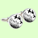 Bassin and Brown Flying Ducks Cufflinks - White/Black