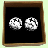 Bassin and Brown Flying Ducks Cufflinks - White/Black