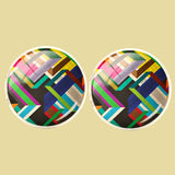 Bassin and Brown Geometric Stripe Cufflinks - Multi Colour