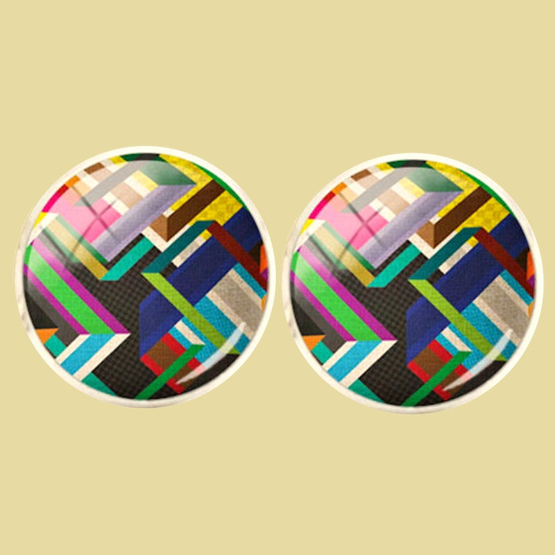 Bassin and Brown Geometric Stripe Cufflinks - Multi Colour