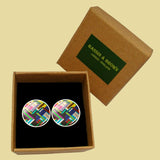 Bassin and Brown Geometric Stripe Cufflinks - Multi Colour