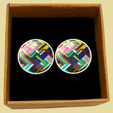 Bassin and Brown Geometric Stripe Cufflinks - Multi Colour