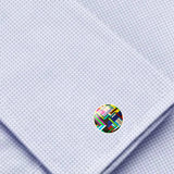 Bassin and Brown Geometric Stripe Cufflinks - Multi Colour