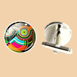 Bassin and Brown Geometric Swirl Cufflinks - Multi Colour