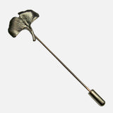 Bassin and Brown Ginkgo Biloba Leaf Jacket Lapel Pin - Silver