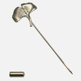 Bassin and Brown Ginkgo Biloba Leaf Jacket Lapel Pin - Silver