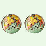 Bassin and Brown Earth Globe Cufflinks - Blue, Yellow, Pink