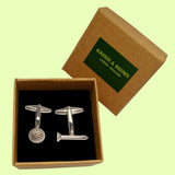 Bassin and Brown Golf Ball and Tee Cufflinks - Silver