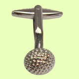 Bassin and Brown Golf Ball and Tee Cufflinks - Silver