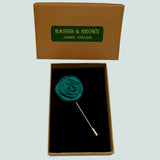 Bassin and Brown Green Rose Jacket Lapel Pin - 5cm Diameter