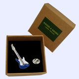 Bassin and Brown Guitar Jacket Lapel Pin - Blue and White