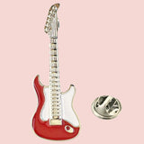 Bassin and Brown Guitar Jacket Lapel Pin - Red and White