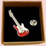 Bassin and Brown Guitar Jacket Lapel Pin - Red and White
