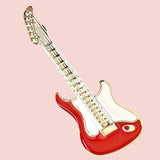 Bassin and Brown Guitar Jacket Lapel Pin - Red and White