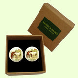 Bassin and Brown Horses Cufflinks - Brown and White