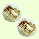 Bassin and Brown Horses Cufflinks - Brown and White