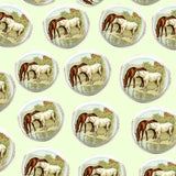 Bassin and Brown Horses Cufflinks - Brown and White