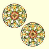 Bassin and Brown Kaleidoscope Flower Spray Cufflinks- Green, White and Orange