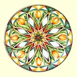 Bassin and Brown Kaleidoscope Flower Spray Cufflinks- Green, White and Orange