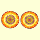 Bassin and Brown Kaleidoscope Flower Cufflinks - Yellow and Orange