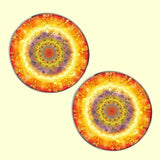 Bassin and Brown Kaleidoscope Flower Cufflinks - Yellow and Orange