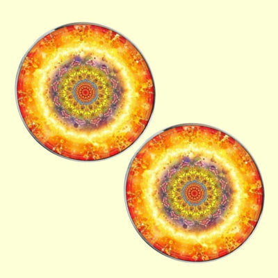 Bassin and Brown Kaleidoscope Flower Cufflinks - Yellow and Orange