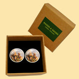Bassin and Brown Lion Family Cufflinks - Beige, Green and Blue