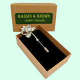 Bassin and Brown Lotus Flower Lapel Pin - Vintage Silver
