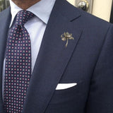 Bassin and Brown Lotus Flower Lapel Pin - Vintage Silver