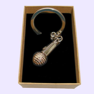 Bassin and Brown Microphone Keyring - Silver