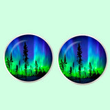 Bassin and Brown Northern Lights and Pine Trees Cufflinks - Blue and Green